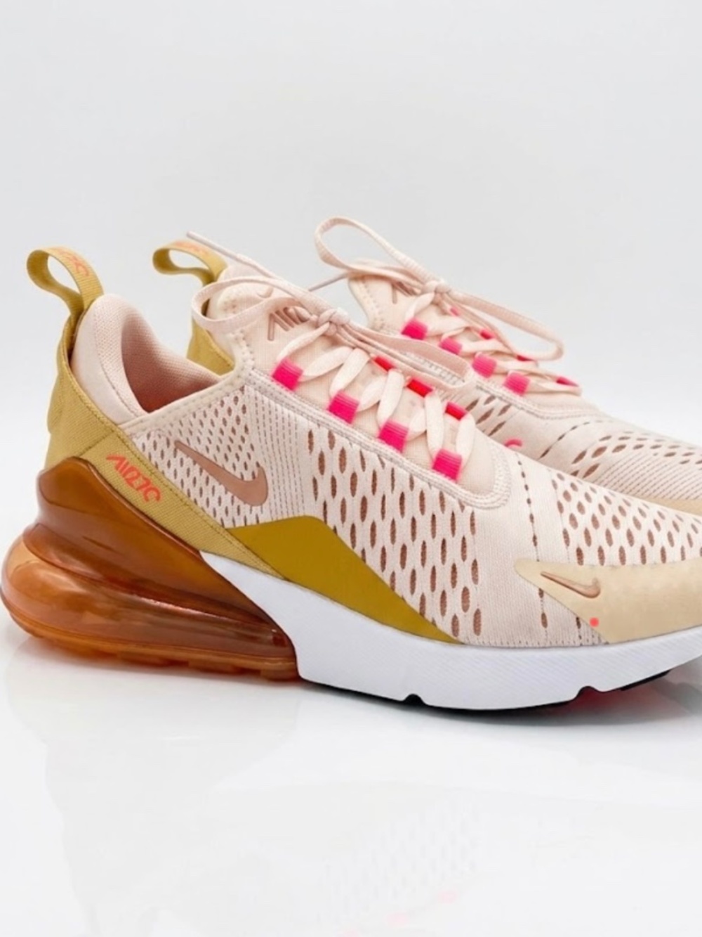 Nike Air Max 270 Flight Gold Hot Punch Sneakers Women's Size 8.5